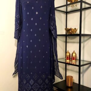 Navy Blue Designer Palazzo Suit with Dupatta Punjabi Party Wear Dresses Ladies Girls Ethnic Wear Indian Handmade Boutique