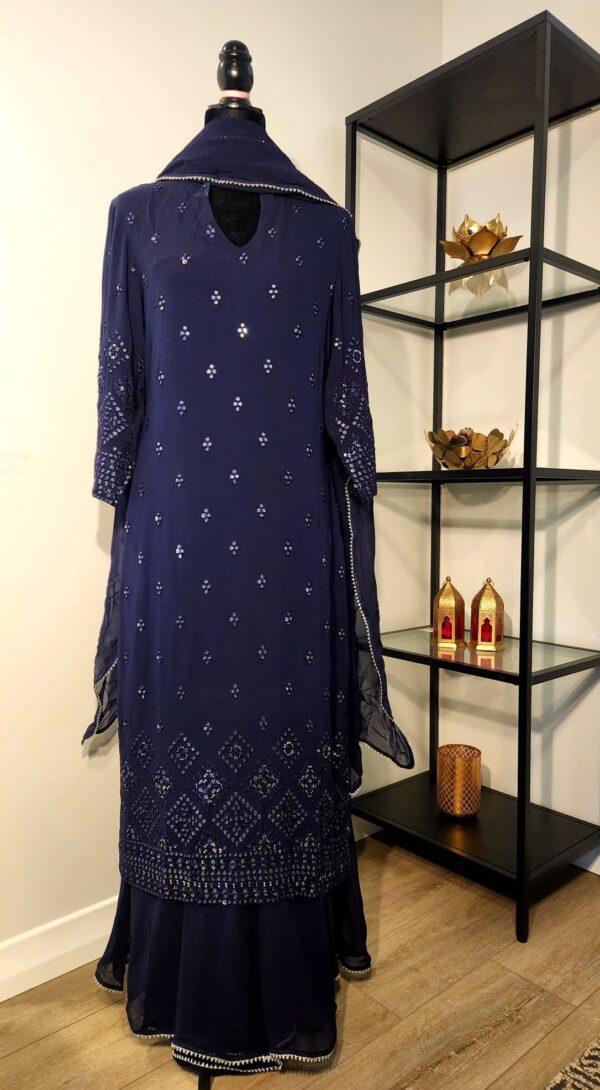 Navy Blue Designer Palazzo Suit with Dupatta Punjabi Party Wear Dresses Ladies Girls Ethnic Wear Indian Handmade Boutique