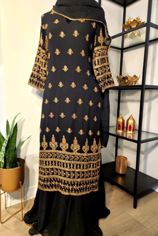 Black Designer Palazzo Suit with Dupatta Punjabi Party Wear Dresses Ladies Girls Ethnic Wear Indian Handmade Boutique