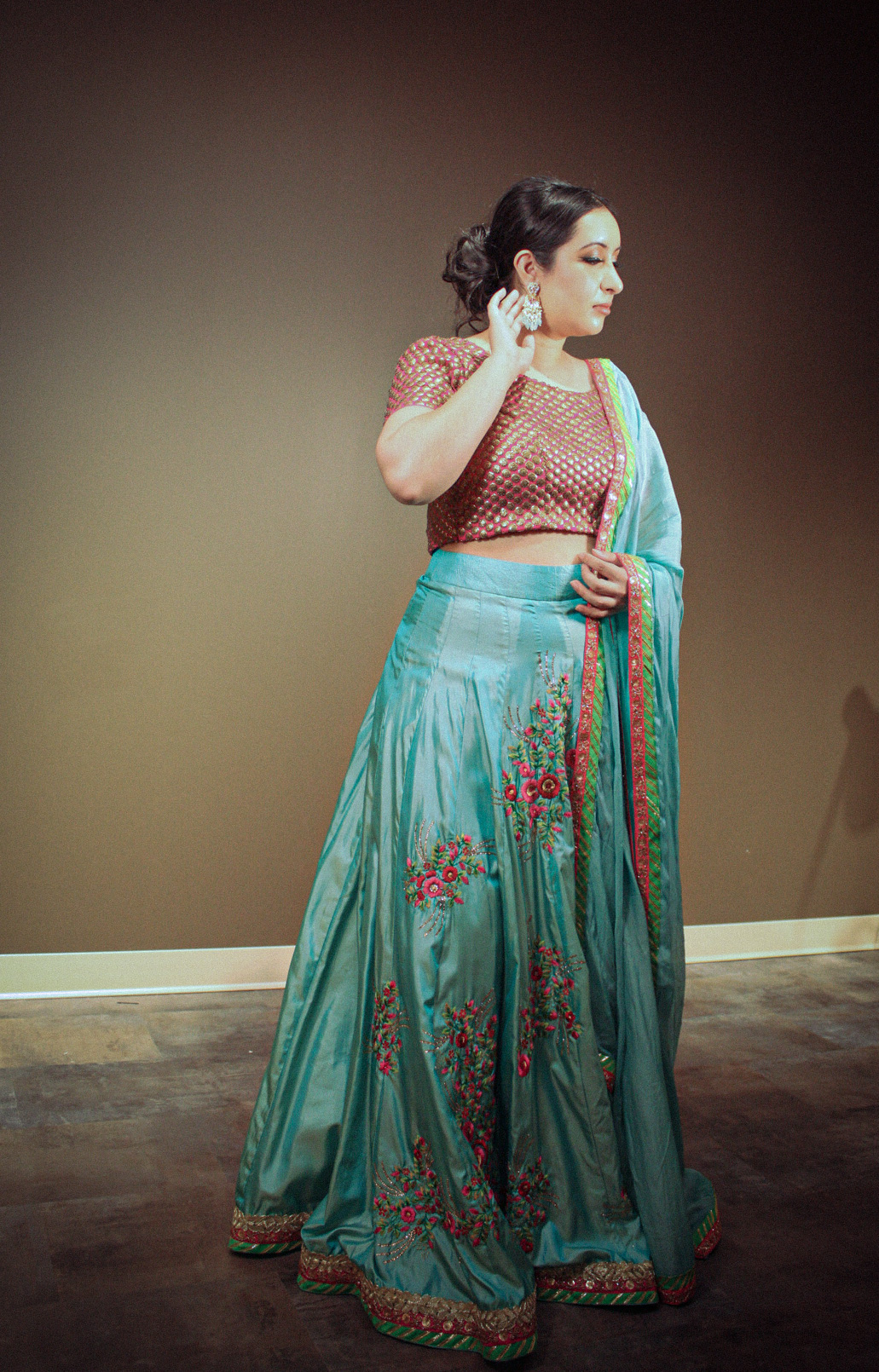 Firozi Lehenga Choli Punjabi Partyware Dresses Wedding Ethnic Wear Handmade Indian Boutique - Image 9