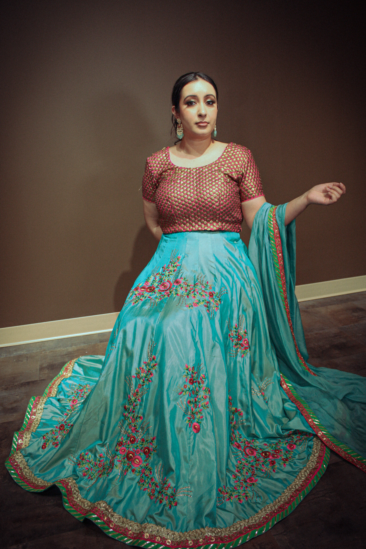 Firozi Lehenga Choli Punjabi Partyware Dresses Wedding Ethnic Wear Handmade Indian Boutique - Image 2