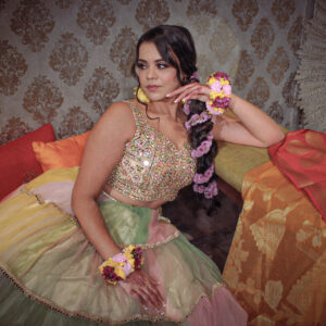 Indo Western Multicolored Designer Lehenga Choli Mehndi Sangeet Partywear Dresses Ladies Girls Ethnic Wear Indian Boutique