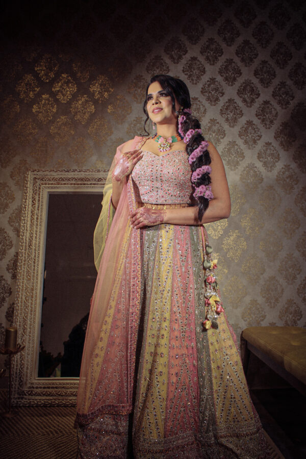 Multicolored Designer Lehenga Choli Mehndi Sangeet Indo Western Partywear Dresses Ladies Girls Ethnic Wear Indian Boutique