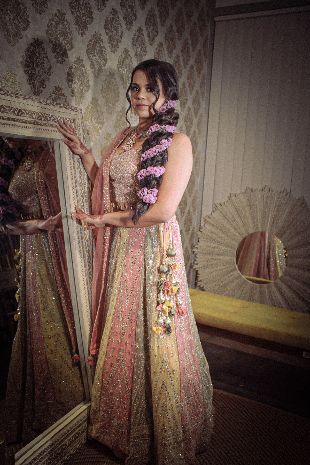 Multicolored Designer Lehenga Choli Mehndi Sangeet Indo Western Partywear Dresses Ladies Girls Ethnic Wear Indian Boutique - Image 8