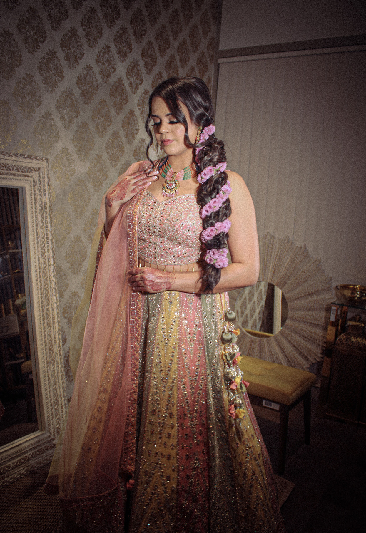 Multicolored Designer Lehenga Choli Mehndi Sangeet Indo Western Partywear Dresses Ladies Girls Ethnic Wear Indian Boutique - Image 9