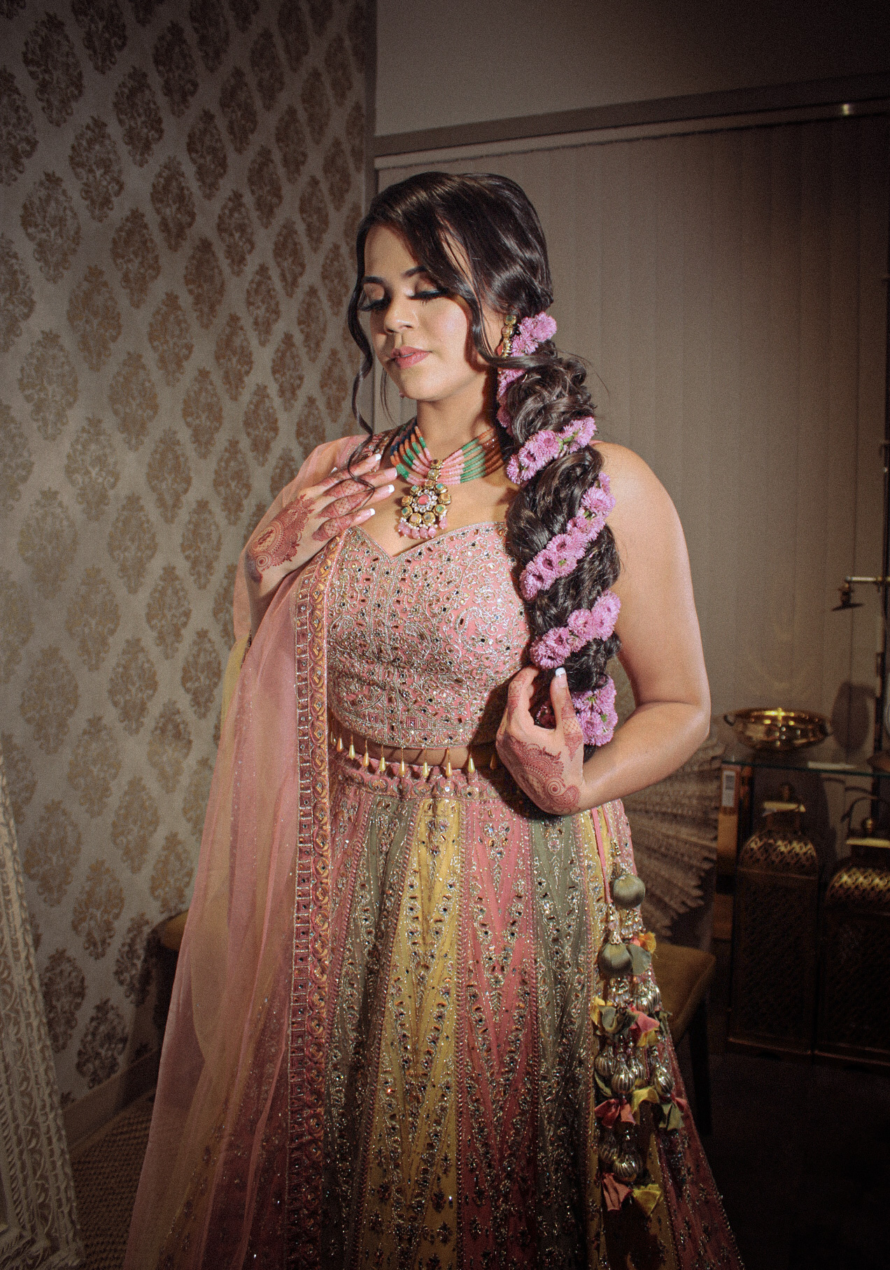Multicolored Designer Lehenga Choli Mehndi Sangeet Indo Western Partywear Dresses Ladies Girls Ethnic Wear Indian Boutique - Image 10