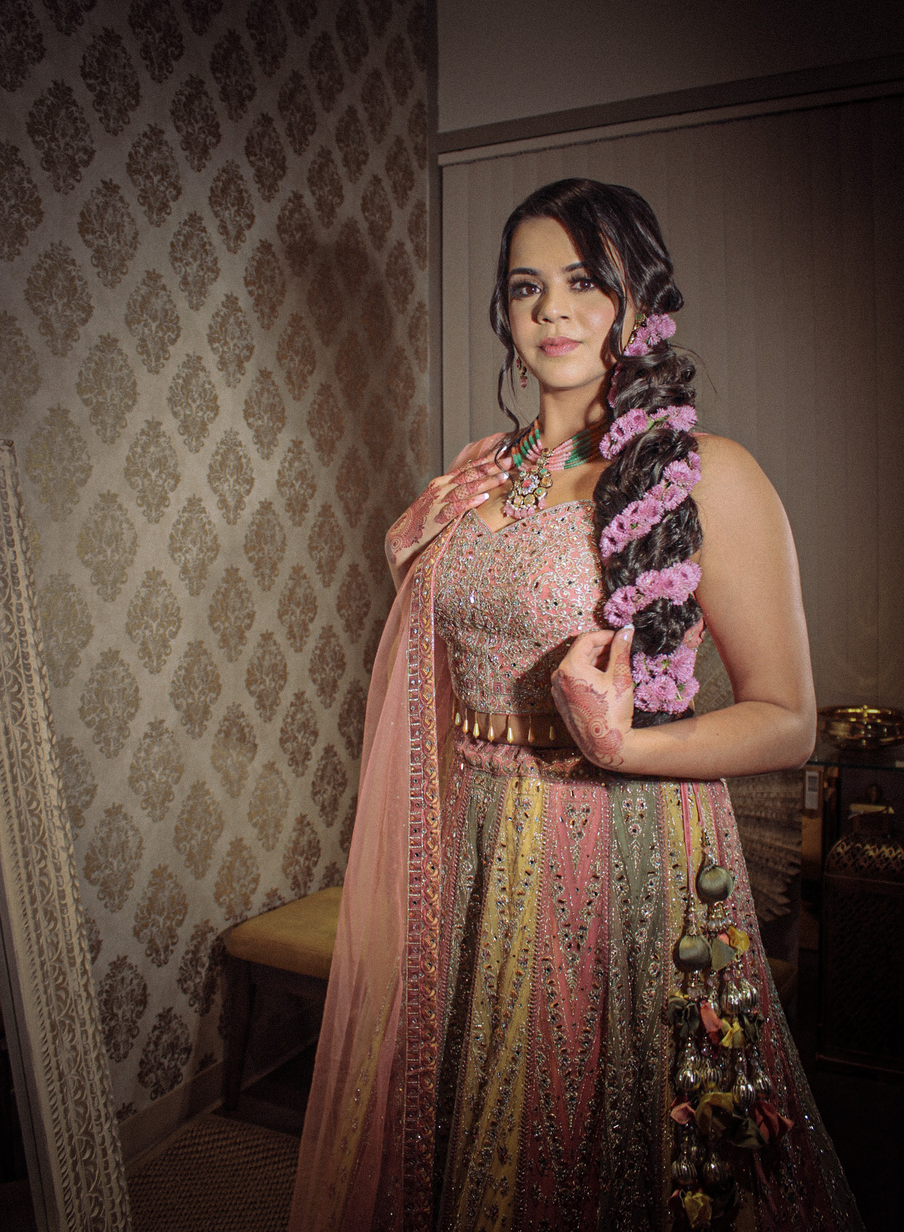 Multicolored Designer Lehenga Choli Mehndi Sangeet Indo Western Partywear Dresses Ladies Girls Ethnic Wear Indian Boutique - Image 11