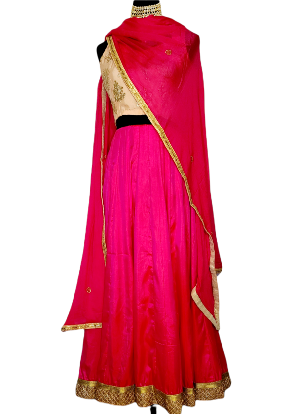 Peach & Hot Pink Lehenga Choli Wedding Party-ware Indian Dress Ladies Girls Handmade Indian Boutique